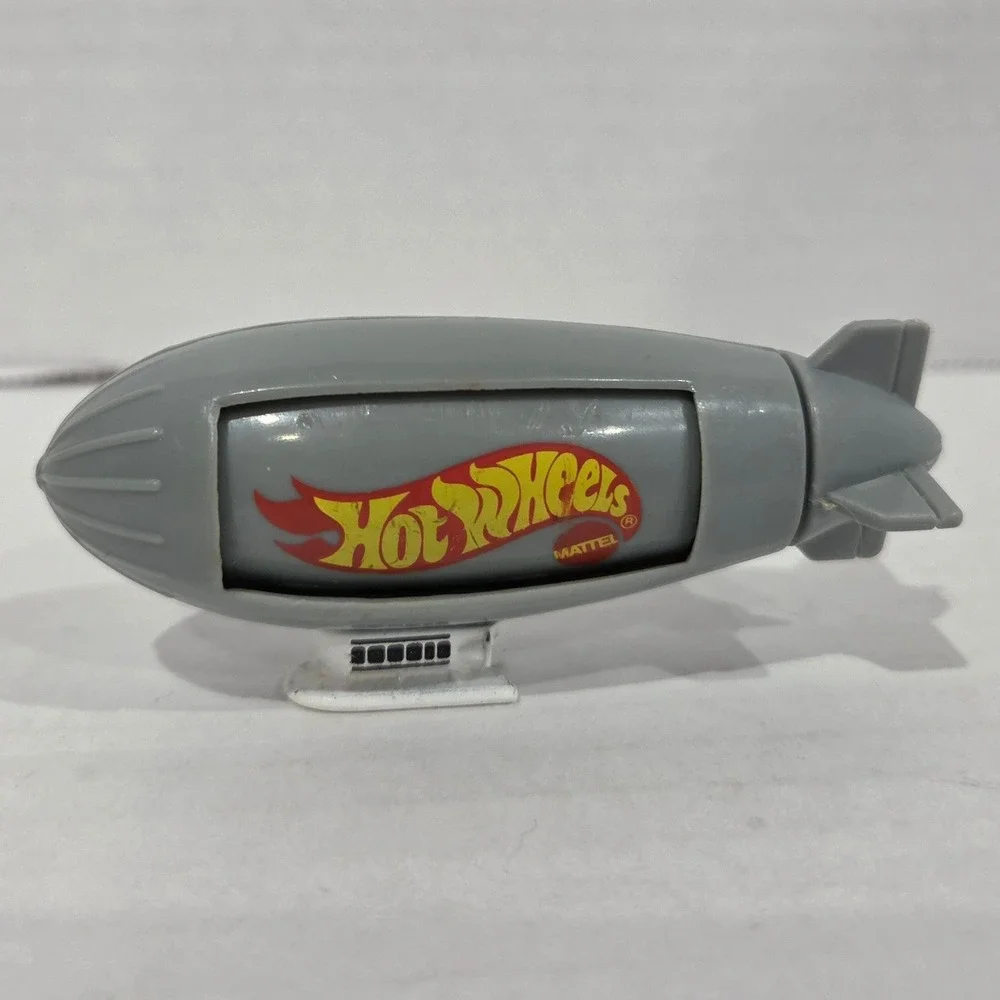 Vintage 1991 Hot Wheels Goodyear Blimp Gray Die-Cast Toy Changeable Graphics
